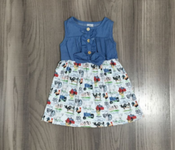 NEW Boutique Farm Animals Cow Pig Girls Chambray Dress - £6.79 GBP