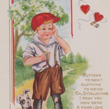 Poor Little Bachelor Wants a Wife For Valentine&#39;s Day Antique Postcard - $8.75