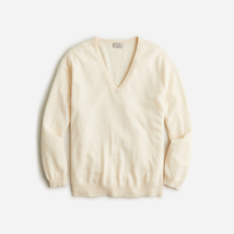 NWT J.Crew Cashmere Relaxed V-neck Sweater in Heather Muslin Oversize S ... - £63.85 GBP