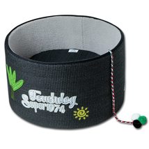 Touchcat &#39;Claw-ver Nest&#39; Rounded Scratching Cat Bed w/ Teaser Toy, One Size, Bla - £43.01 GBP