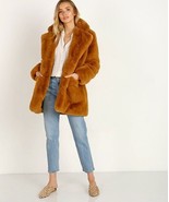 Apparis Sophie Chestnut Brown Faux Fur Coat Outerwear Ultra Soft Fur Sz ... - $159.20