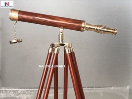Floor Standing Brass/Wood Harbor Master Telescope 50&quot; Nautical Marine Telescope - £118.73 GBP