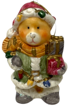 Vintage Ceramic Santa Teddy Bears Hanging Christmas Ornaments Set of 3 - 3.5" image 2