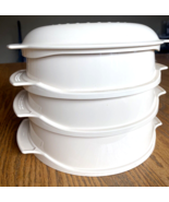 Tupperware Almond Stack Cooker Microwave Steamer Nesting 3 & 1 3/4 Quart & Lid - £27.52 GBP