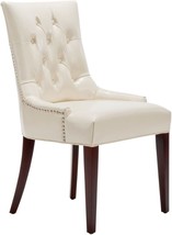 Safavieh Mercer Collection Erica Leather Button-Tufted Side Chair, Cream - £190.23 GBP