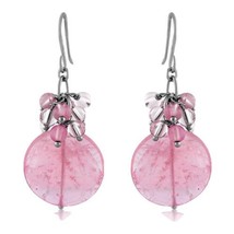 Sterling Silver Rose Quartz Earrings  Big Beautiful Gemstone! - £22.89 GBP