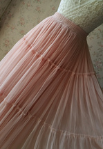 Blush Pink Tiered Midi Skirt Women Custom Plus Size Tulle Skirt Holiday Outfit image 11