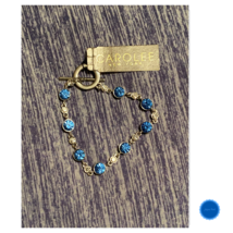 Silver-Tone Blue &amp; Clear Crystal Toggle Bracelet - £36.19 GBP