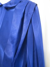 Vintage Satiny Royal Blue High Neck Michelle Stuart Blouse Back Button  Sz 8 - £27.73 GBP