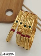 South Indian Women 4  Pcs Bangles/ Bracelet Gold Plated Fashion Wedding Jewelry - £27.21 GBP
