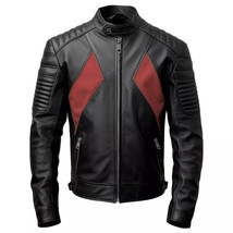 Men&#39;s Leather Jacket Black Genuine Lambskin Leather Jacket Motorcycle St... - $2,143.75 MXN+