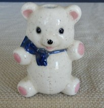 Vintage ceramic miniature white teddy bear figurine - £9.61 GBP