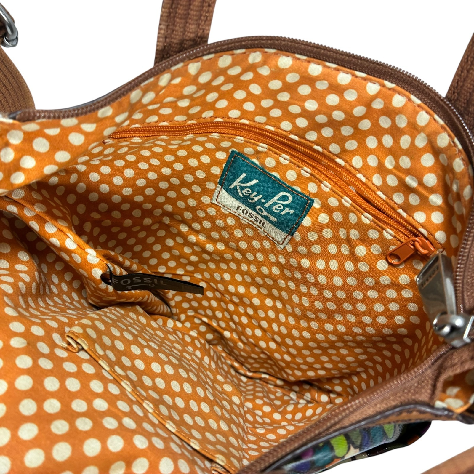Fossil Calypso Key-Per ZB5125 Multi Feather PVC Coated Textile Crossbody Bag Item image 10