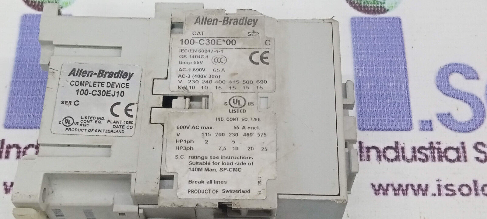 Allen-Bradley 100-C30E*00 Contactor Ser C With Complete Device 100-C30EJ10 - $410.97