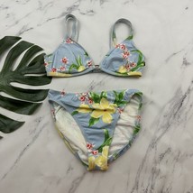 Tommy Hilfiger Womens Vintage Y2k Bikini Size 12 Blue Pink Tropical Flor... - $37.57 CAD