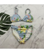 Tommy Hilfiger Womens Vintage Y2k Bikini Size 12 Blue Pink Tropical Flor... - $37.89 CAD