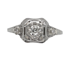 Art Deco 18k White Gold .23ct Genuine Natural Diamond Filigree Ring (#J6750) - €829,73 EUR