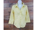 CATO Blouse Women&#39;s Size S Canary Yellow Embellished 3/4 Sleeve TO12 - $7.42