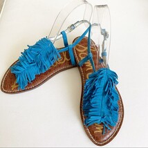 Sam Edelman Malibu Blue Gela Suede Fringe Sandals 6.5 - $44.88