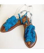 Sam Edelman Malibu Blue Gela Suede Fringe Sandals 6.5 - $44.88