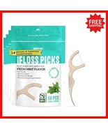 Biodegradable Dental Floss Picks - 200 Pack, Mint Flavor for Eco-Friendl... - $513.77 MXN
