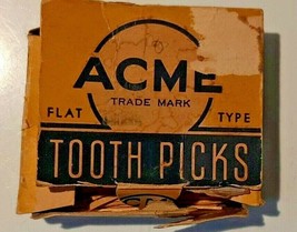 Vintage Acme Flat Wooden Toothpicks In Original Cardboard Box - £10.29 GBP