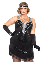 2PC.Glamour Flapper sequin and fringe dress headband 1X-2X BLACKSILVER - £64.95 GBP