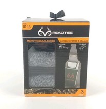 Realtree Gift Set Men&#39;s 3 Pack Thermal Work Socks Bottle Opener &amp; Sealer... - £13.01 GBP