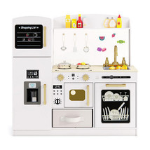Wooden Kids Kitchen Playset with Chalkboard Ice Maker Sink Lighted Micro... - $2,937.76 MXN
