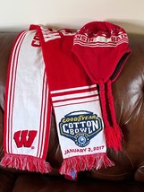 Lot of University of Wisconsin Badgers 2017 Cotton Bowl Knit Scarf &amp; Hat w Ear - £10.46 GBP