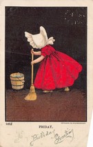Girl Red Dress White BONNET-FRIDAY &amp; Saturday &amp; Sunday~Lot Of 3 1906 Postcards - £6.51 GBP