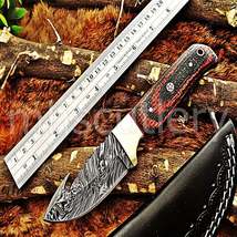 Hand Forged Damascus Steel Gut Hook Hunter Knife / Micarta Handle - $93.00