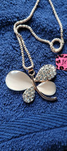 New Betsey Johnson Necklace Butterfly White Clear Rhinestone Summer Collectible - £11.79 GBP