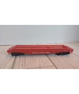 VINTAGE HO SCALE TRAIN MODEL-GREAT NORTHERN FLAT CAR-RED W/WHITE TEXT - $6.83