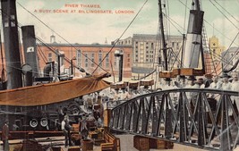 London England~A Busy Scene At BILLINGSGATE~1911 Postcard - £6.12 GBP