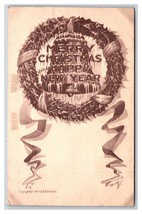 Wreath Bell Icicles Ribbon Merry Christmas Happy New Year DB Postcard J18 - $4.42