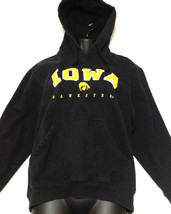 Iowa Hawkeyes Womens Small S Hoodie Sweatshirt Black Gold Hawk Eyes Foot... - $22.49
