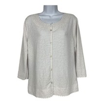 Rebecca Malone Womens Lace Button Cardigan PL Polyester/Spandex Off-White - $18.50