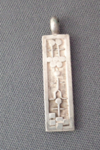 Small Vintage Silver Pendant Signed by Navajo Artist T. Bear Abstract Sy... - $24.99