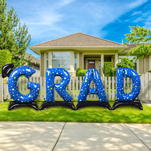 Graduation Party Decorations-Blue Standing &#39;Grad&#39; Foil Balloon Phrase - Perfect - £27.00 GBP