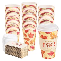 48 Pack 16 Oz Valentine&#39;S Day Disposable Coffee Cups With Lids And Sleev... - £36.97 GBP