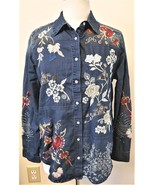 Johnny Was Embroidered Shirt Sz.L Denim Blue - £159.35 GBP