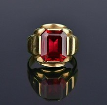 2.50Ct Emerald Cut Simulated Garnet Rose Gold-Plated Silver Solitaire Ring - £76.05 GBP