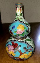 Vintage JINGFA brass Cloisonné Vase 10&quot;  Flowers Birds Multicolored Hand... - £24.71 GBP