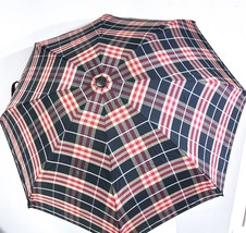 Burberry Folding Umbrella Nova Check Black Tan Red Vintage 90&#39;s - $160.38