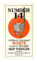 White Can't Splash Mop Wringer Number 14 Brochure - $11.88