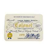 Vintage 1979 Honorable Order Of Kentucky Colonels Membership Card Morris  - $14.25