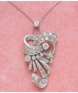 ART DECO 3.2ctw DIAMOND PLAT BROOCH CONVERSION to COCKTAIL PENDANT NECKL... - $5,321.25