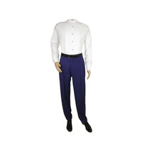 Mens Apollo King Banded Collarless suit Chinese Mandarin Wide leg AG95 Purple image 8