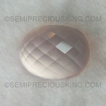 Natural Rose Quartz Oval High Dome Fancy Checkerboard Cut Baby Rose Pink Color F - £110.21 GBP